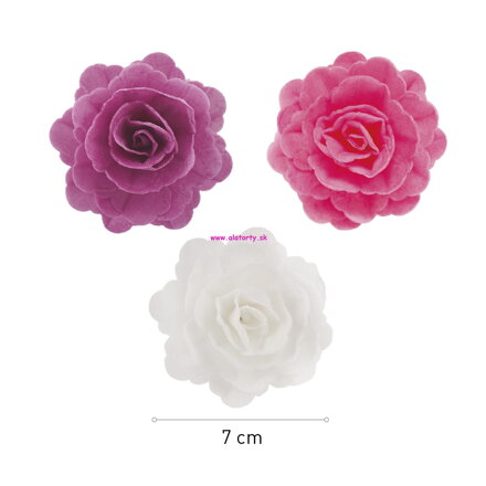 Oblátkové kvety Ruže - fialové, ružové, biele  (126161)  - 15 ks 