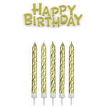 PME - Happy Birthday + zlaté sviečky 16ks 