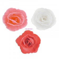 Ruže - červené, ružové, biele -oblátkové kvety - 36ks