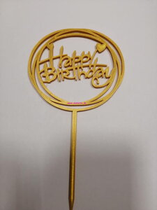 Zápich Happy Birthday kruh - zlatý