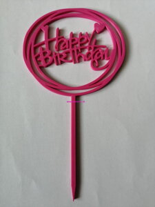 Zápich Happy Birthday kruh - tm. ružový
