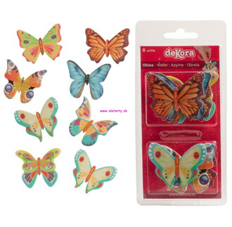 Oblátkové motýle farebné  - 8 ks  