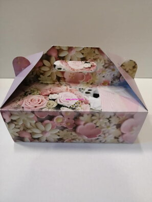 Krabica na zákusky ružová vzorovaná  - EXTRA pevná