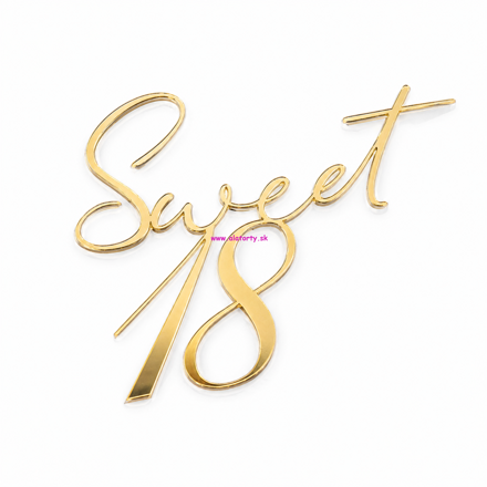 Akrylový zápich na bok torty Zlatý- Sweet 18