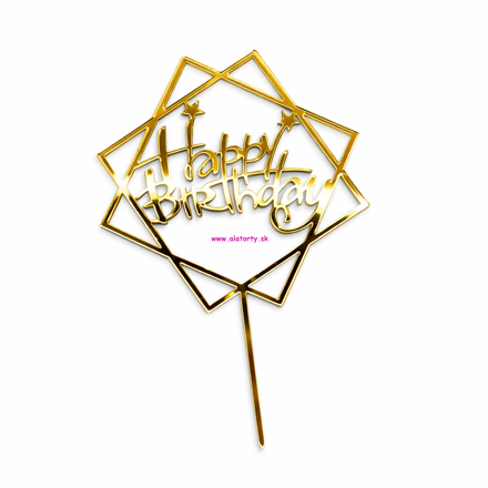 Akrylový zápich Happy Birthday/Štvorce