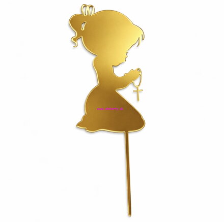 Zrkadlový zlatý zápich Modliace dievčatko s krížikom 