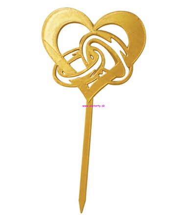 Zápich Srdiečko s Obrúčkami Zlatý 