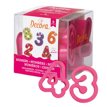 Decora -plastové vykrajovačky - ružové čísla / 9 ks (malé)