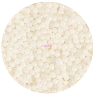 D. Biele  cukrové perly  máčik ⌀ 2 mm -  50g