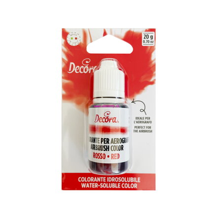 Decora - Vo vode rozpustné farby na airbrush - červená 20g