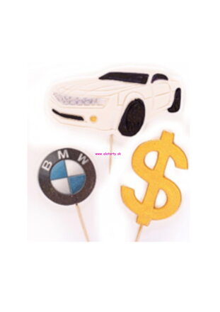 Cukrová dekorácia- BMW set biely