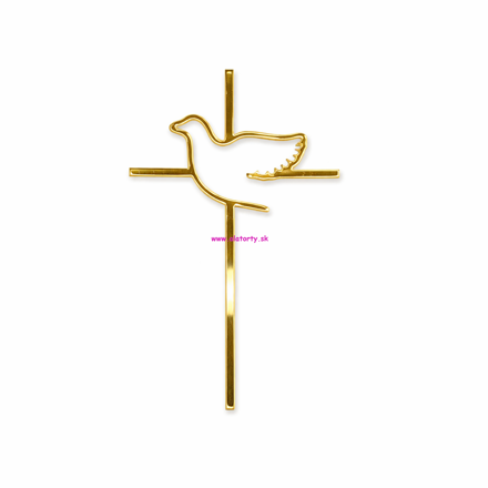 Akrylový zápich- Krížik+Holubica- Zlatý Zrkadlový