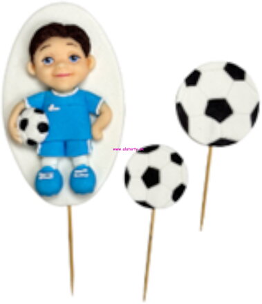 Cukrová dekorácia Futbalista set modrý 2D