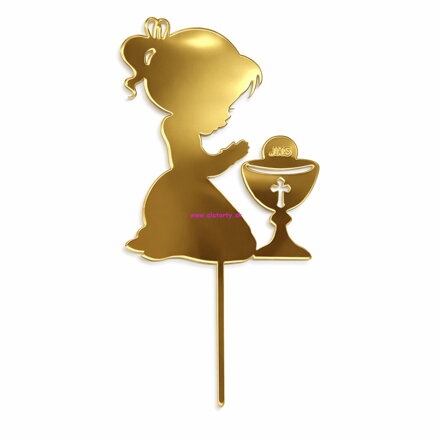 Zrkadlový zlatý zápich Modliace dievčatko a Kalich 