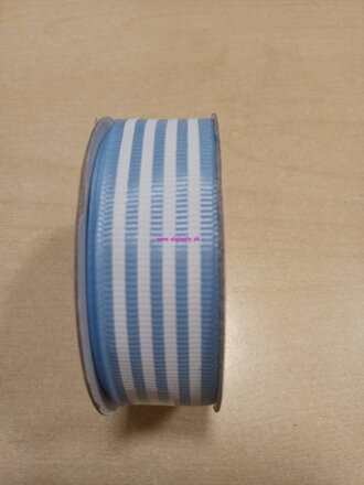 Saténová stuha 18 mm - 10 m / modrá - biele pásiky