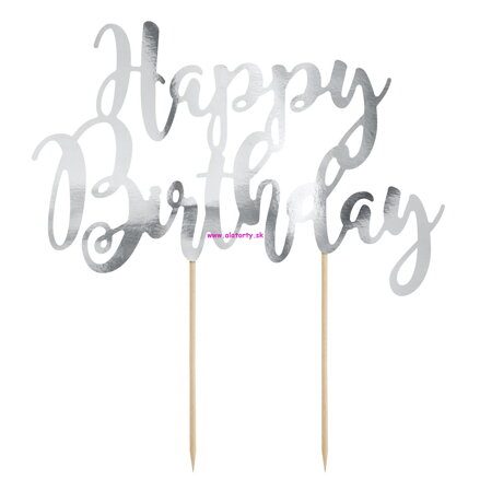 Strieborný papierový zápich  Happy Birthday 