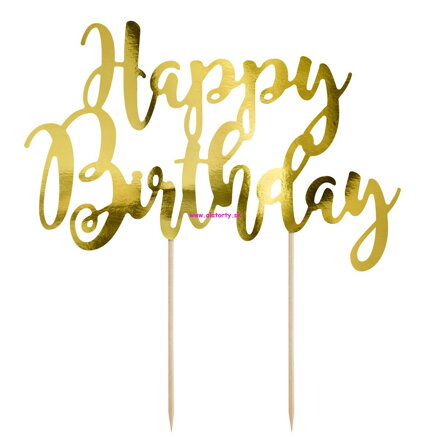 Zlatý papierový zápich Happy Birthday 