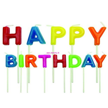  PME  sviečky HAPPY BIRTHDAY farebné  SET/ 13ks