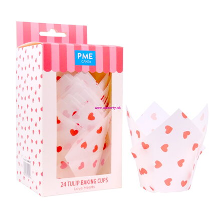 Tulipánové košíčky na muffiny – Love Hearts (24 ks)