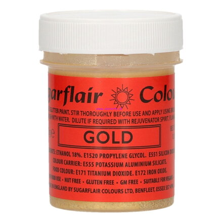  Sugarflair  trblietavá gelová farba zlatá 35g 