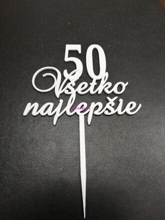 Zápich - Všetko najlepšie + číslo 50 ( biely)