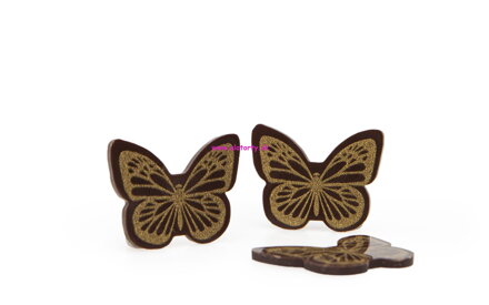 Čokoládová dekorácia -  motýľ zlato/hnedý 20ks