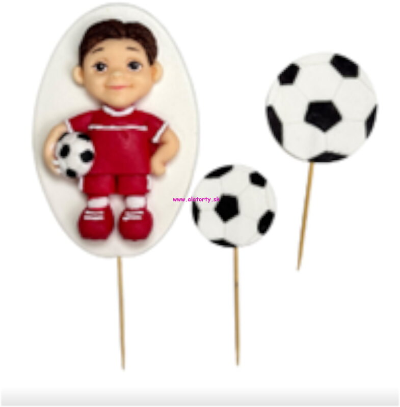 Cukrová dekorácia Futbalista set červený 2D