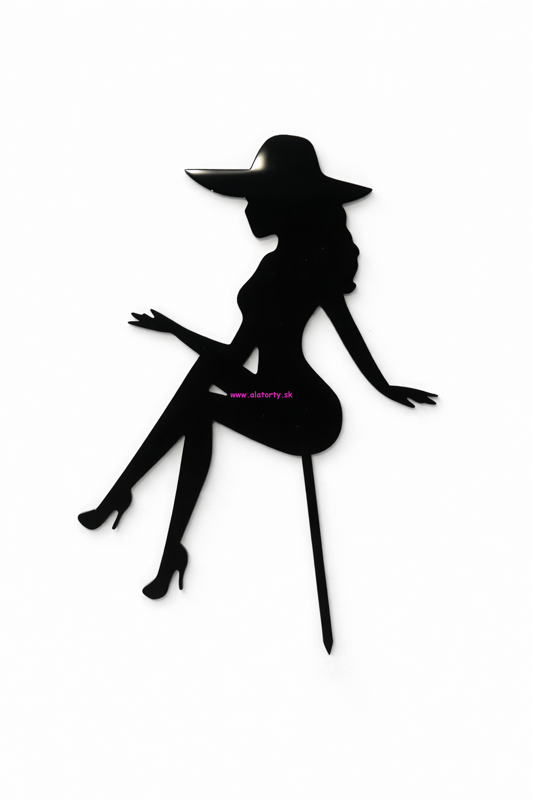 Elegantný zápich Sediace dievča v klobúku.