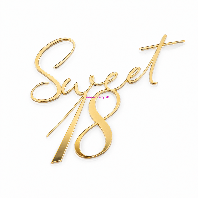 Akrylový zápich na bok torty Zlatý- Sweet 18