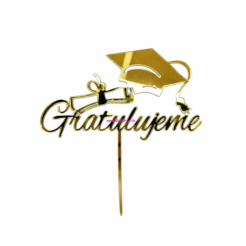 Akrylový zápich- Promócie- Gratulujeme Zlatý