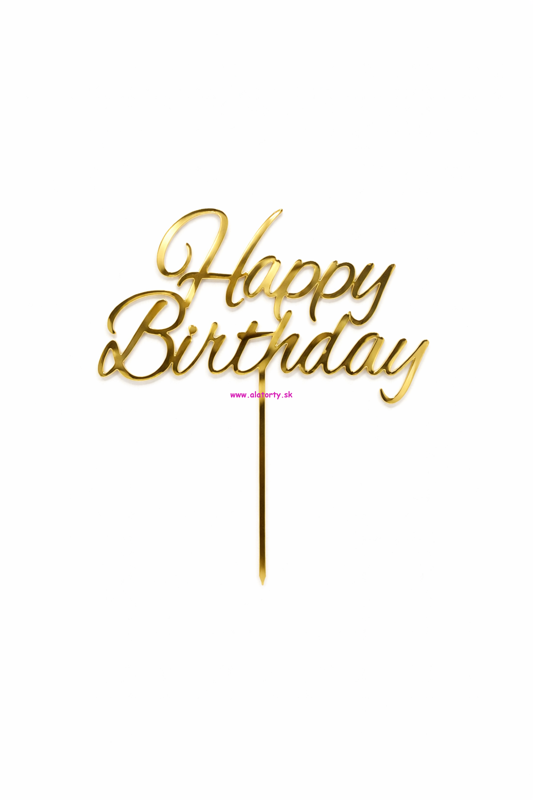 Akrylový zápich Happy Birthday 2- Zlatý Zrkadlový 