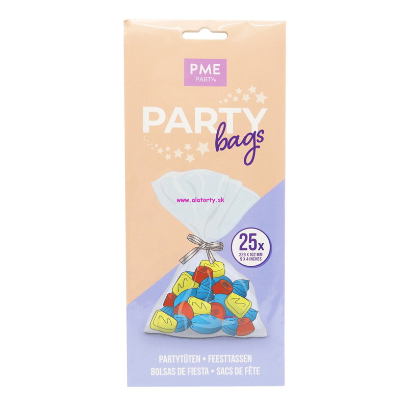 PME Celofánové sáčky so striebornými uzávermi – balenie 25 ks (22,9 x 10,2 cm)