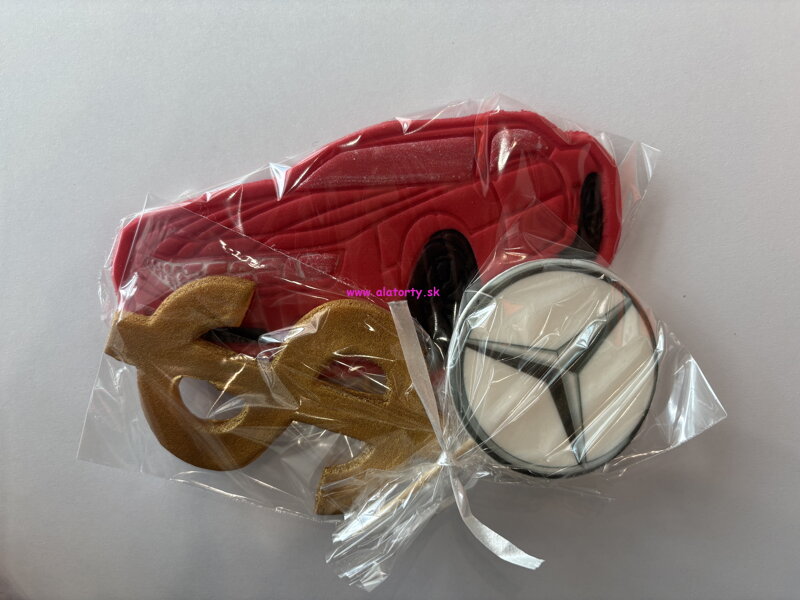 Cukrová dekorácia Mercedes set- červená (60 g)