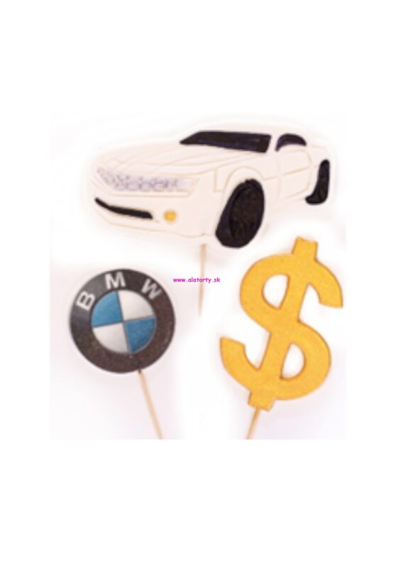 Cukrová dekorácia- BMW set biely