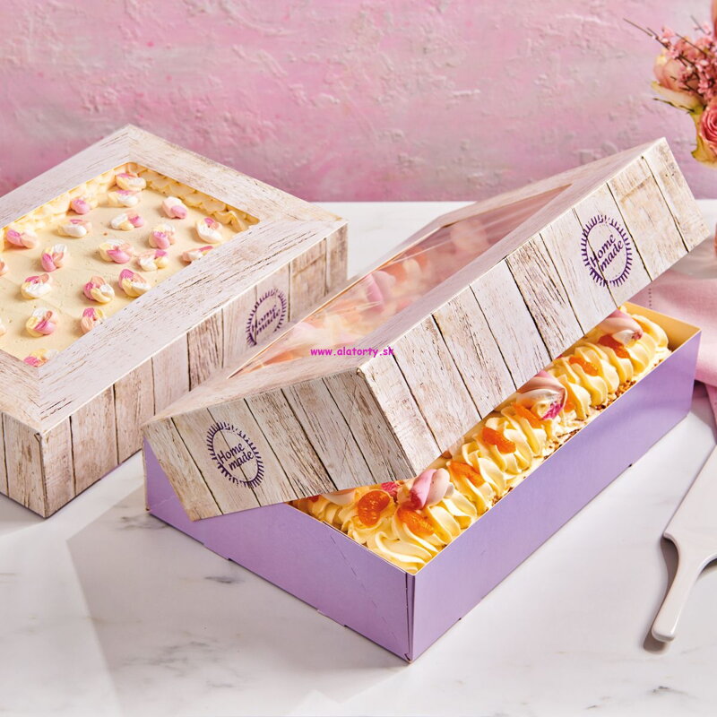 FunCakes krabička  36 x 25 x 8 cm   -  balenie  /  2ks - vzor drevo