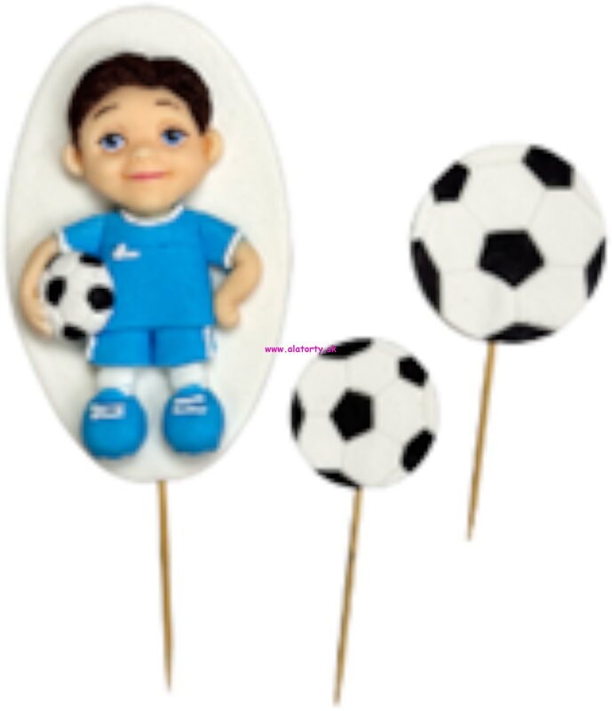 Cukrová dekorácia Futbalista set modrý 2D