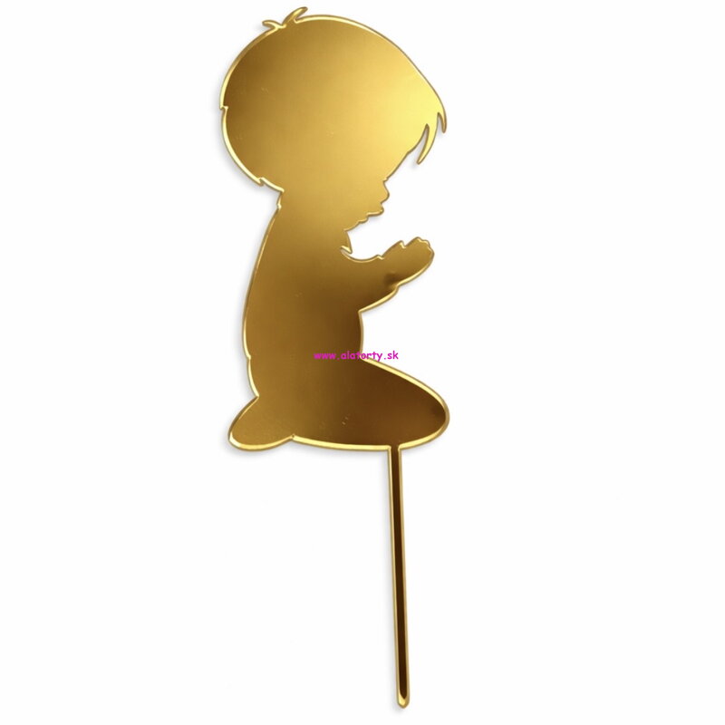 Zrkadlový zlatý zápich Modliaci chlapček