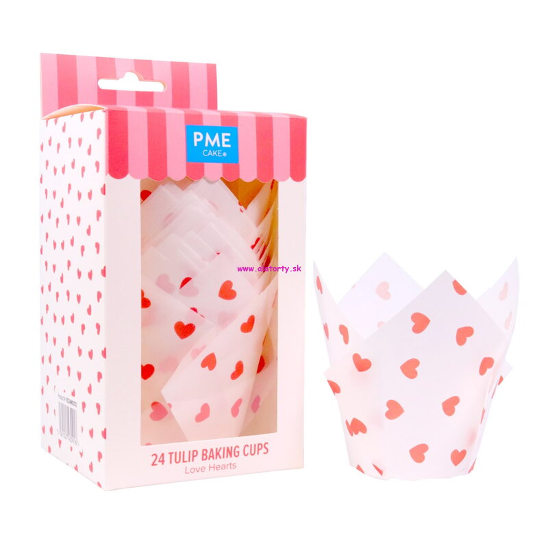 Tulipánové košíčky na muffiny – Love Hearts (24 ks)