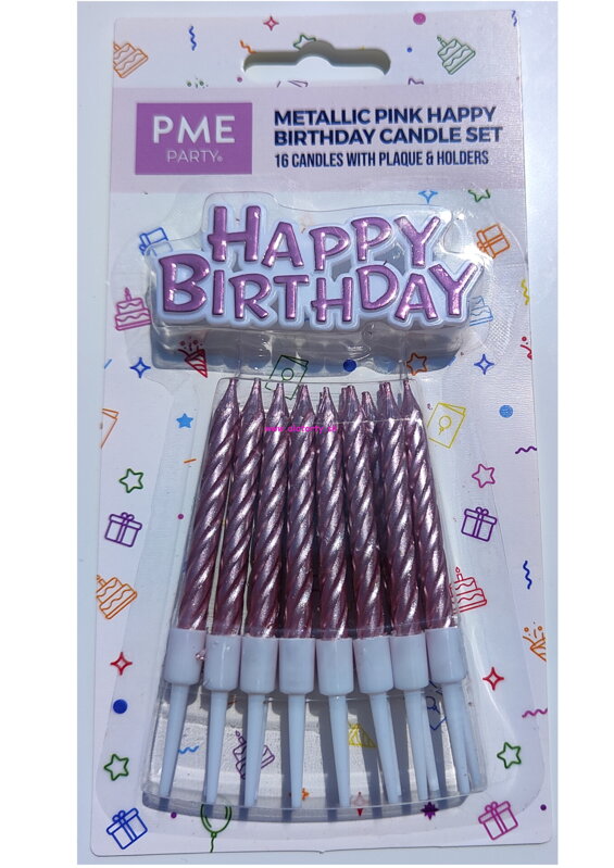 PME - Happy Birthday + bledo ružové sviečky 16ks PME - Happy Birthday + bledo ružové sviečky 16ks