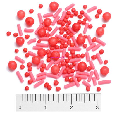 Saracino sprinkles - cukrové paličky / červené guličky 100g (LOVE & PEARLS )