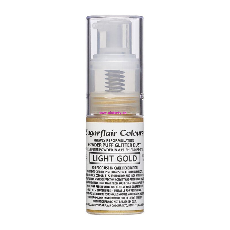 Sugarflair Pump Sprej Glitter Dust -Licht Gold - 10g Sugarflair Pump Sprej Glitter Dust -Licht Gold - 10g