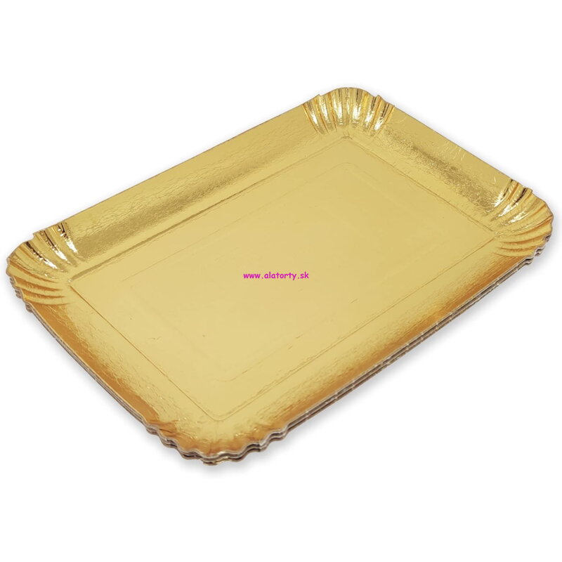 Zlatá lepenková tácka 22,5 x 32,5 cm