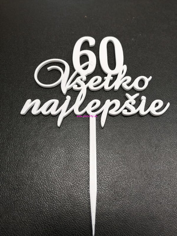 Zápich - Všetko najlepšie + číslo 60 ( biely)