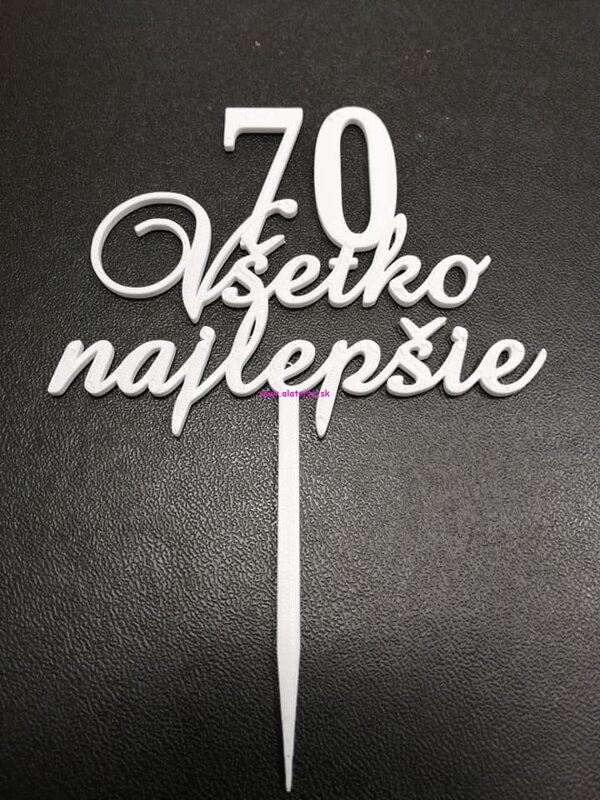 Zápich - Všetko najlepšie + číslo 70 ( biely)